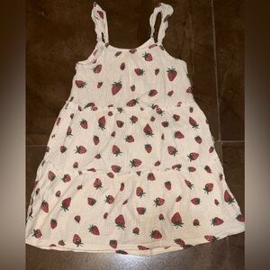 Strawberry Print Kids Casual Dress